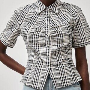 NO.6 Eldridge Top in Navy and White Gingham Size S XS NWT